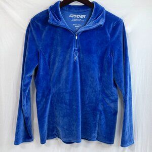 Spyder Royal Blue Velour ¼ Zip Pullover Women’s Large Soft Fleece Winter Ski